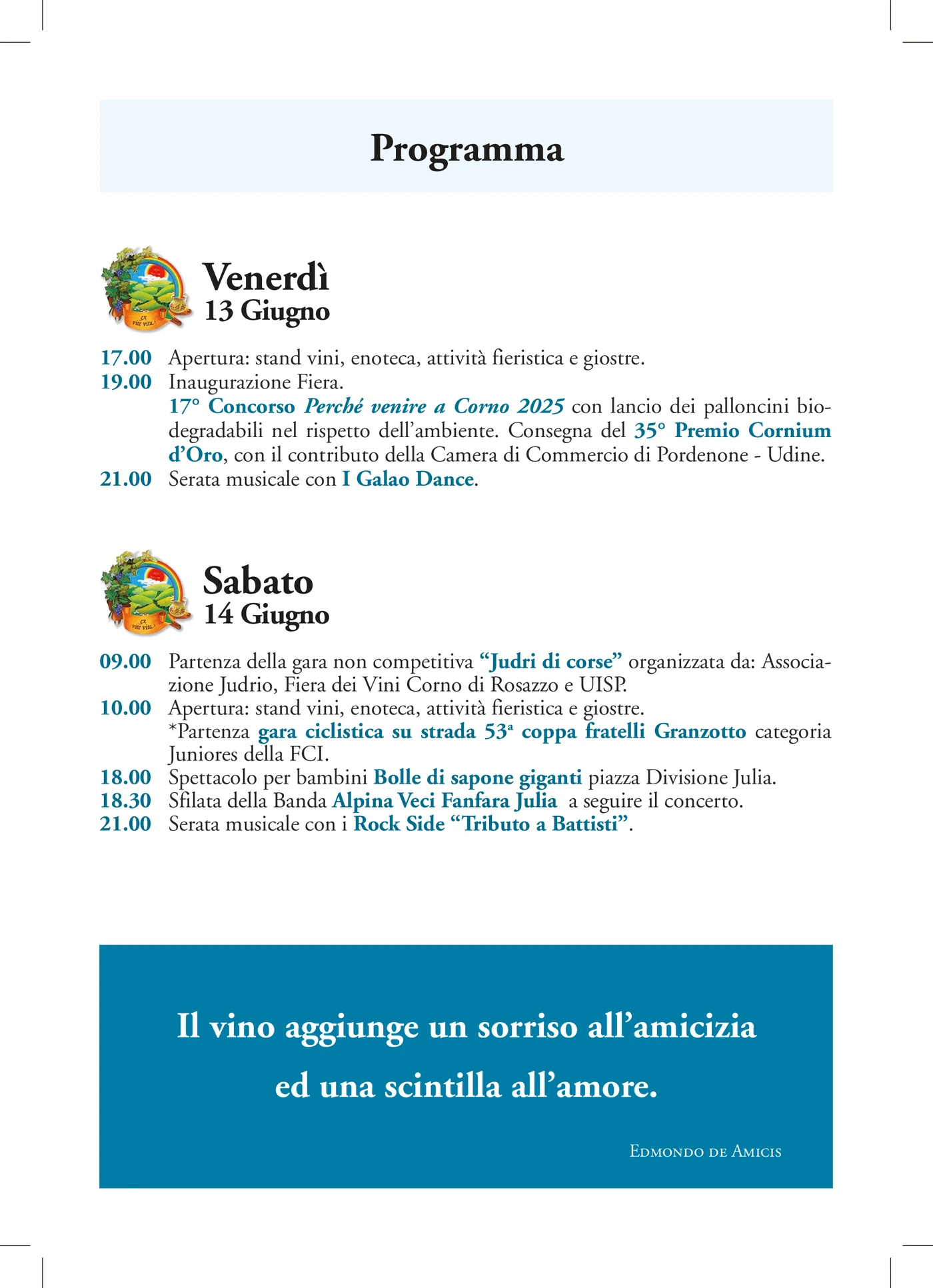 Programma Fiera dei vini