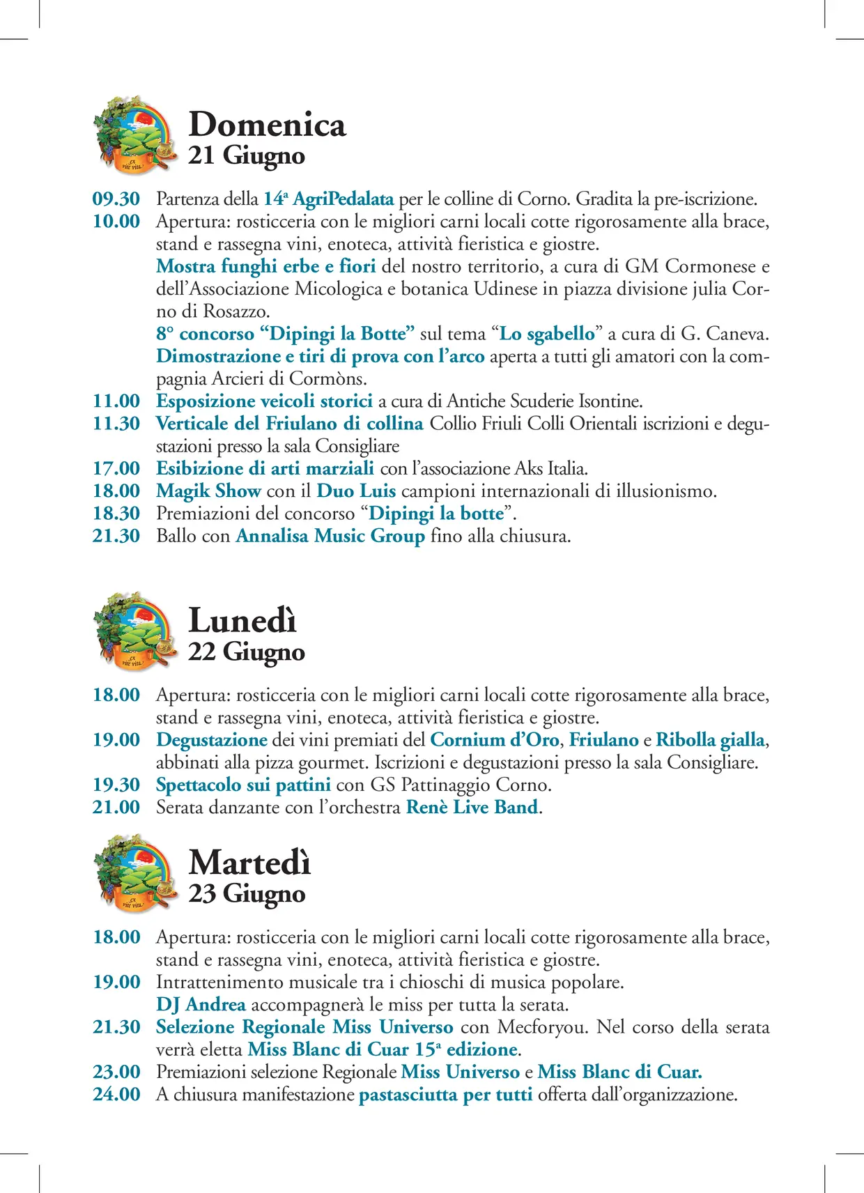Programma Fiera dei vini